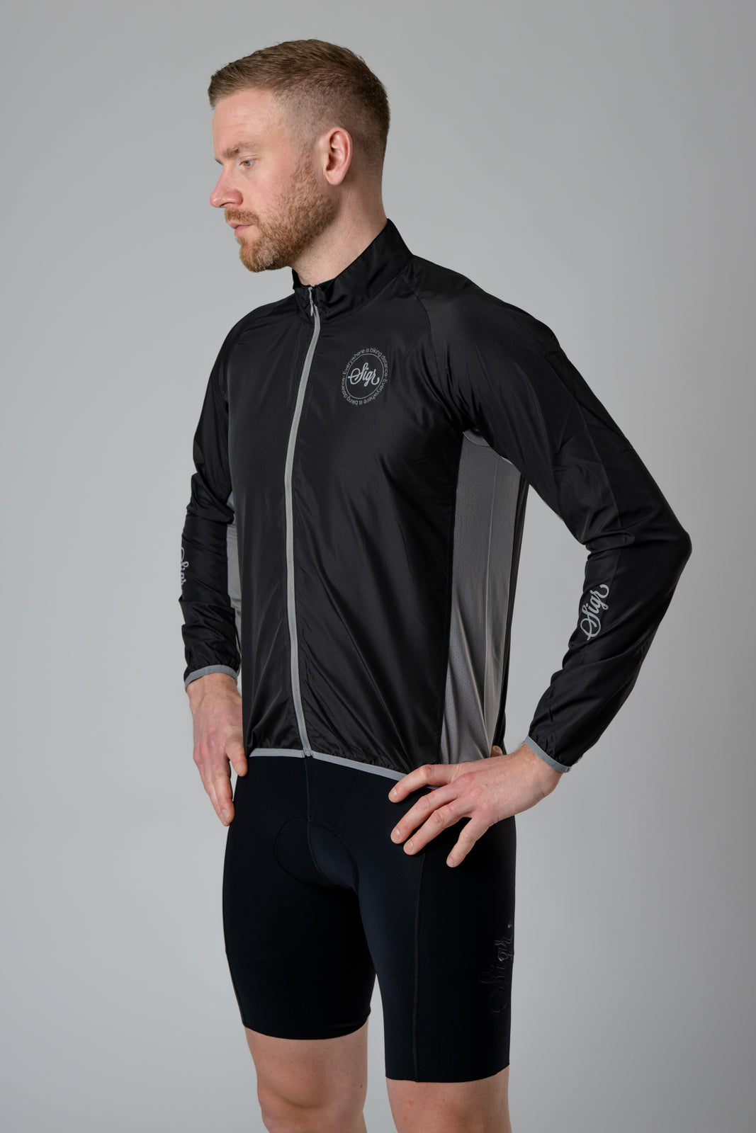 Uppsala Black - Road Cycling Wind Jacket for Men