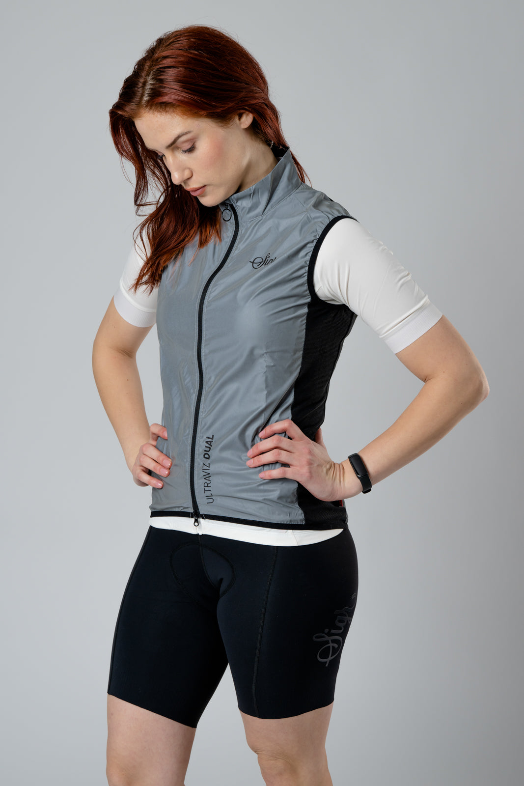 Norrsken - Silver Reflective Road Cycling Gilet for Women - PRO Series