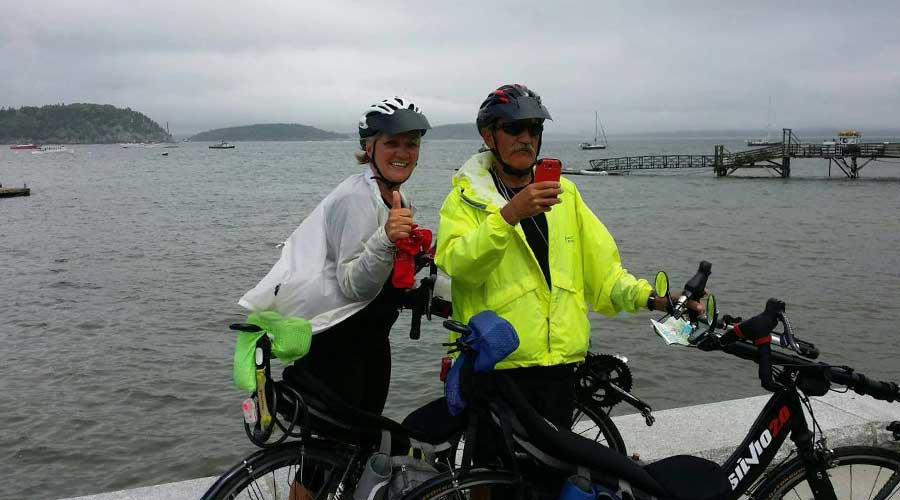 Thumbs up in Maine, at the Atlantic Ocean!