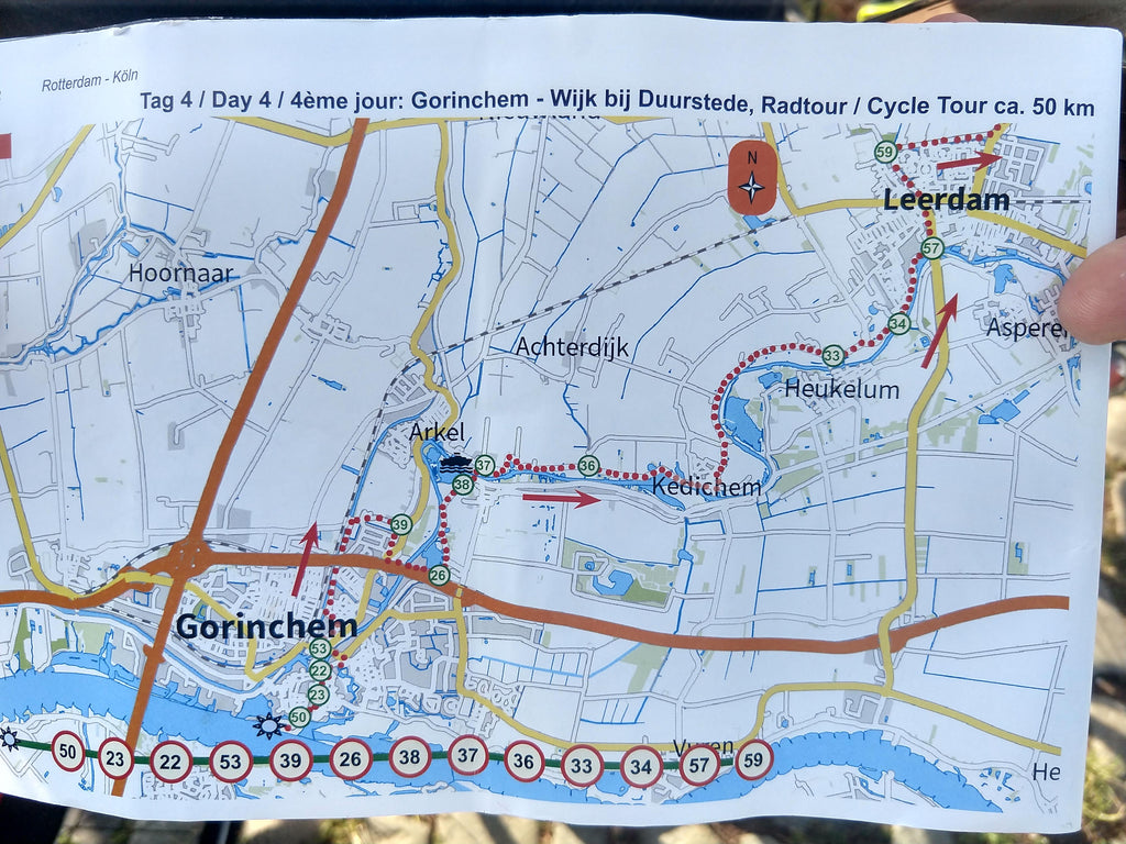 Bicycle touring map from Gorginchem