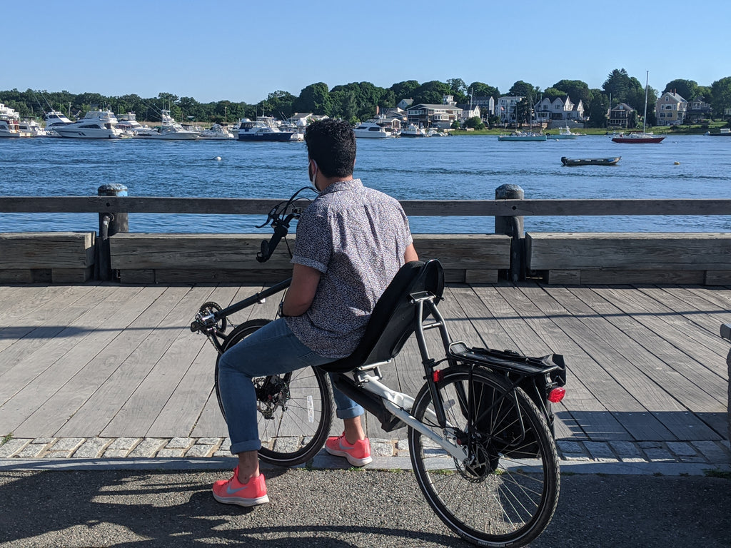 Newburyport Waterfront on a Cruzbike T50e Electric Recumbent e-bike