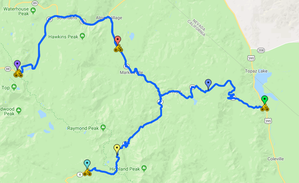Death Ride Alpine County, CA course map preview