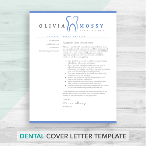 dental hygienist resume bundle with cover letter, dentist cover letter