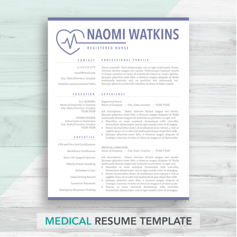 Medical Resume CV Template Design