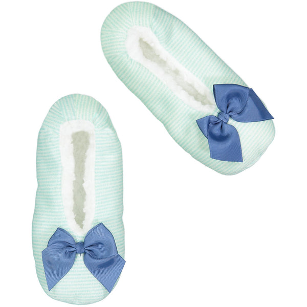 Wellness Slipper Socks with Blue Bow