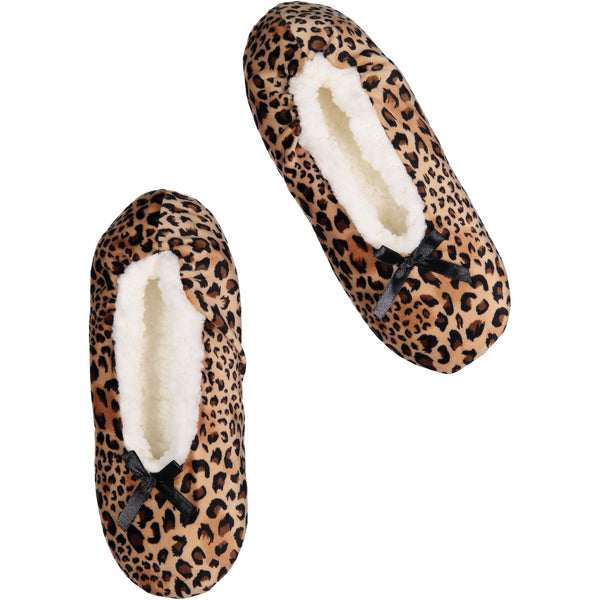Womens Stretchy Leopard Print Slipper Socks