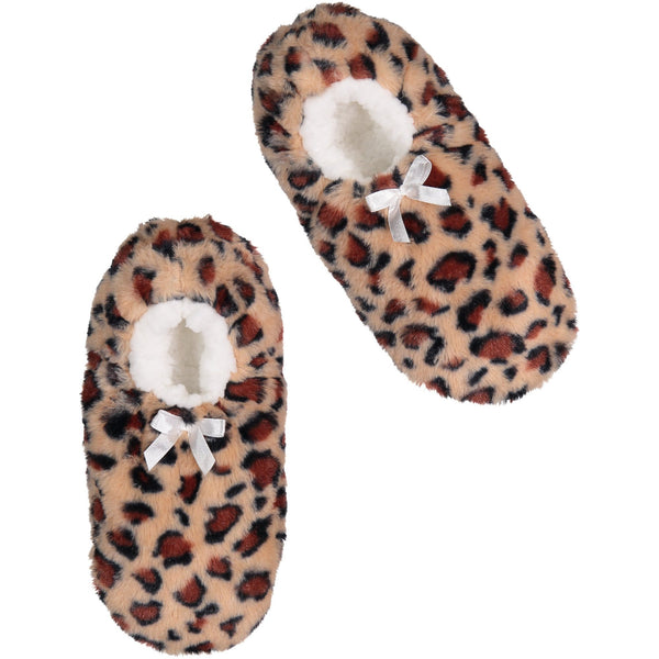Women’s Super Plush Slipper Socks with Leopard Print