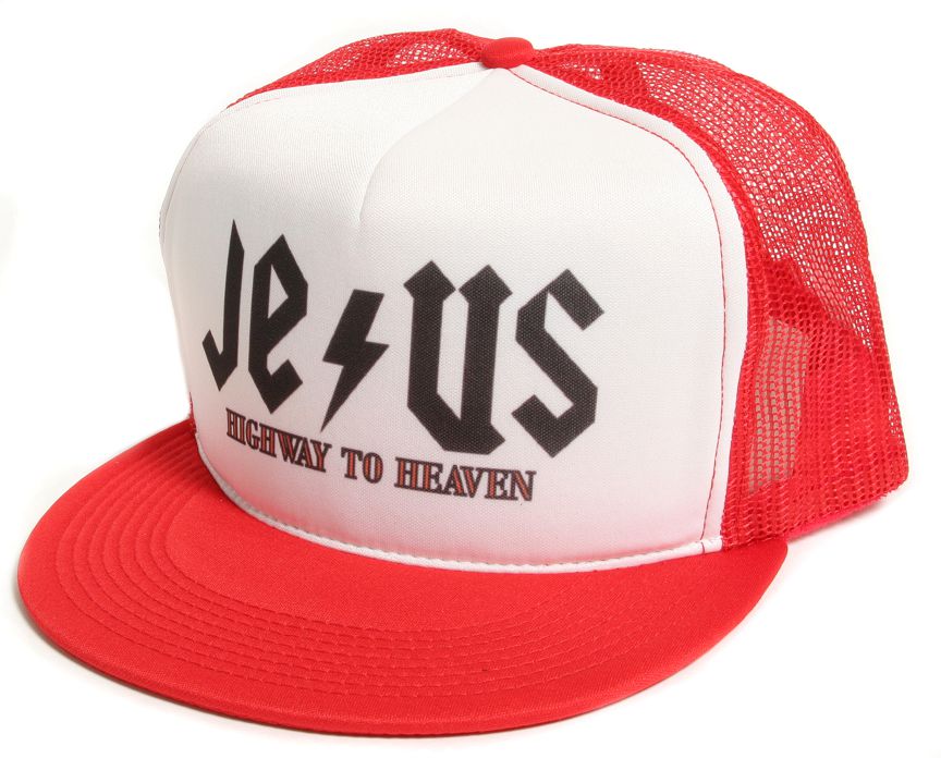 Jesus Highway To Heaven Acdc Font Hat Cap Truckers Snapback Red Capenvy Com