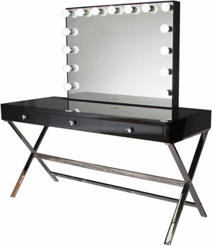 Glamster Vanity Makeup Table - Black - Glamour Makeup Mirrors