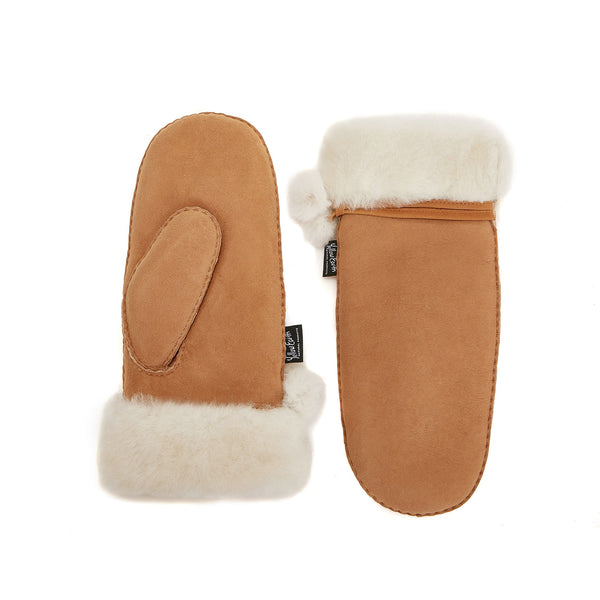 tan sheepskin mittens