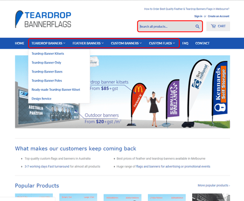 home page search for teardrop banners melbourne and custom banners melbourne