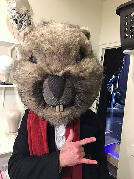 Photo of Joe Mowatt wearing the Groundhog Costume Head.