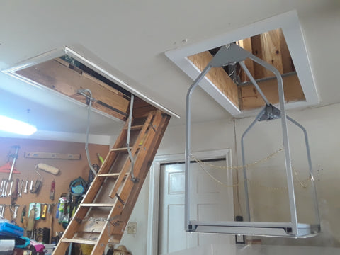Sise by side attic stirs with Attic VersaLift
