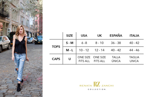 International sizes for Renata Zanchi Collection