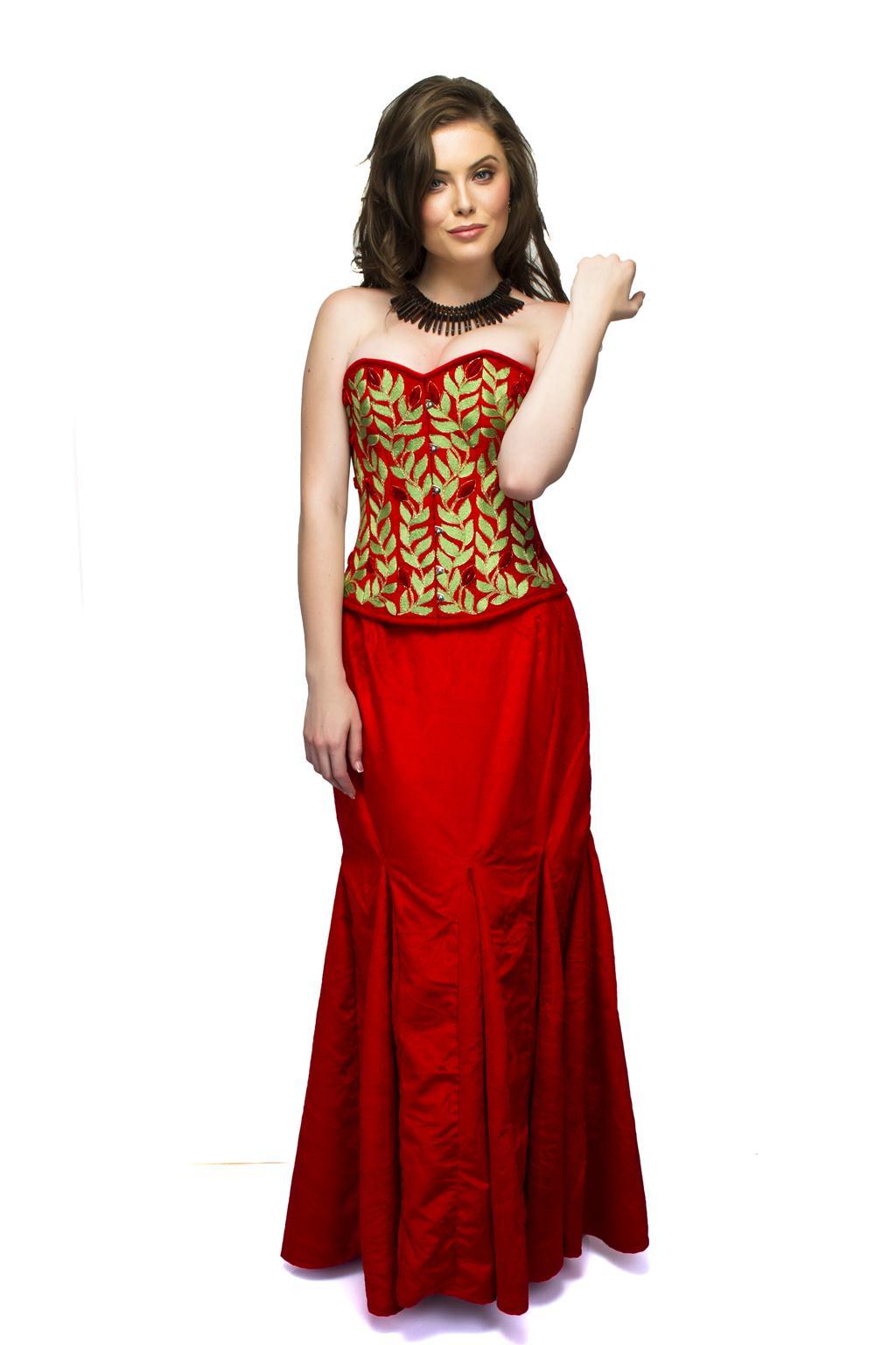 red velvet corset dress
