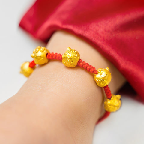 24K Gold Pig Charm Bracelet