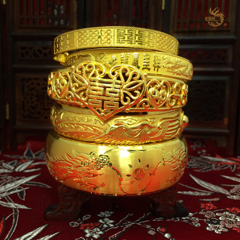 24K Gold Dragon and Phoenix Bangles