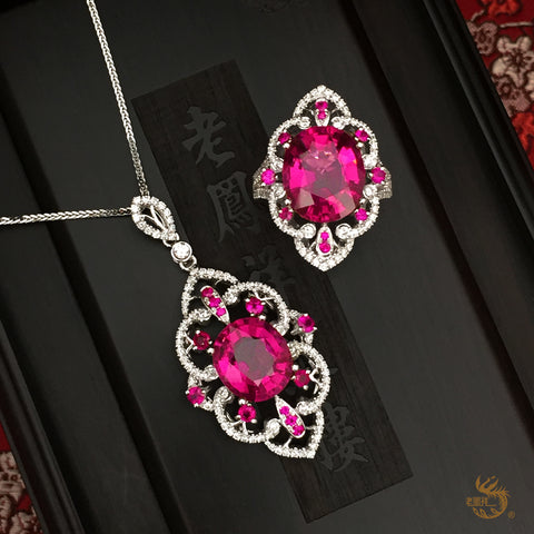 Pink Tourmaline Bridal Set