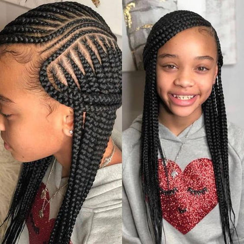 girl with braided extensions