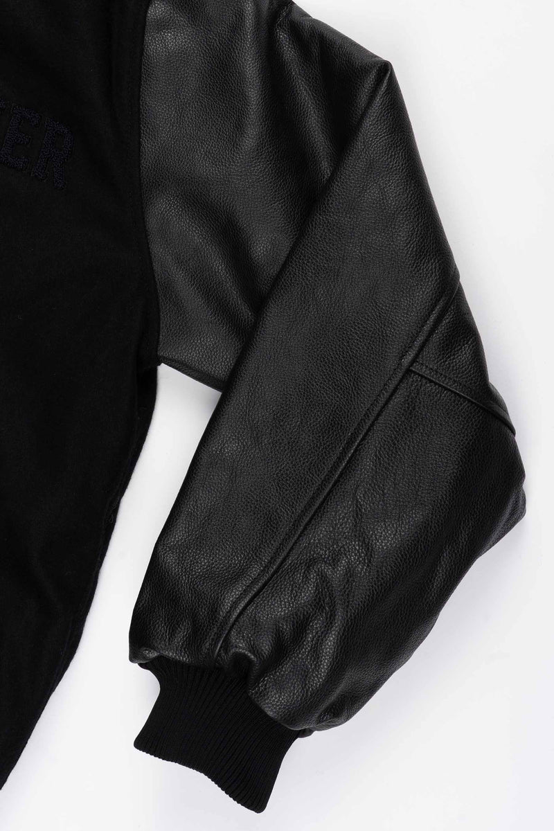 Leather Jacket - Varsity - Black