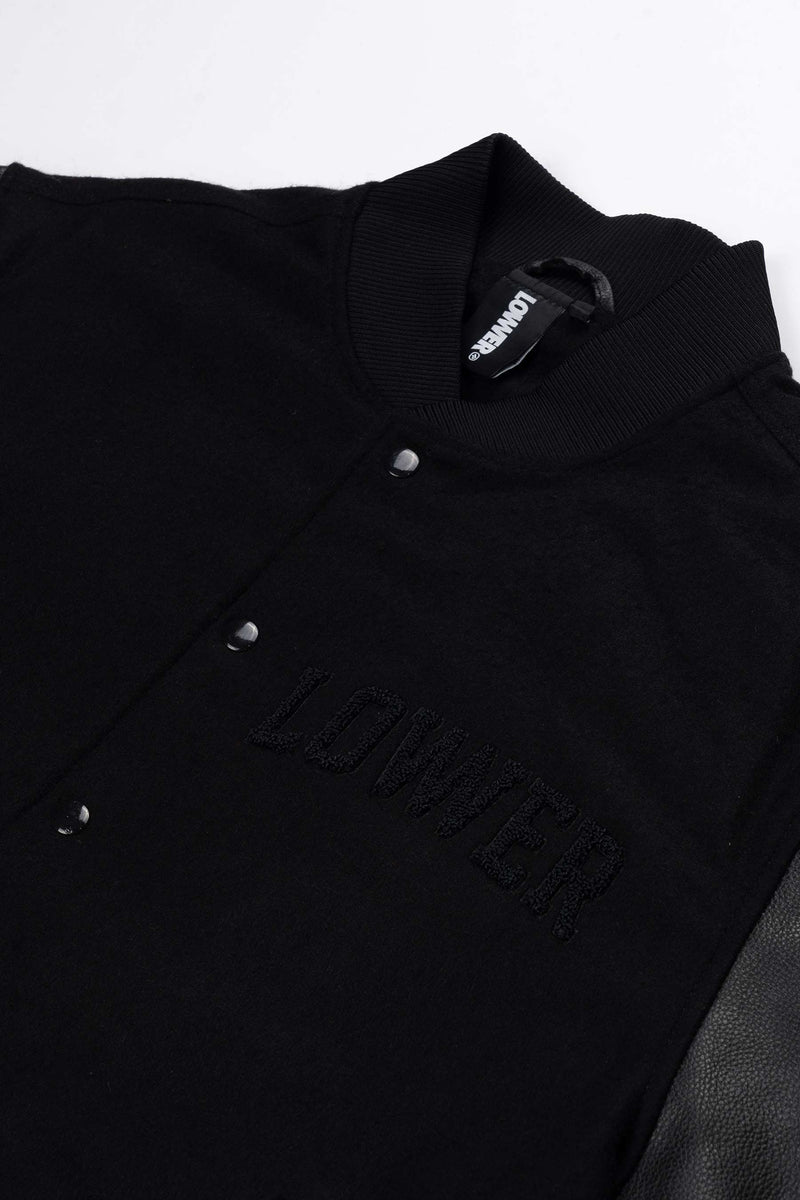 Leather Jacket - Varsity - Black