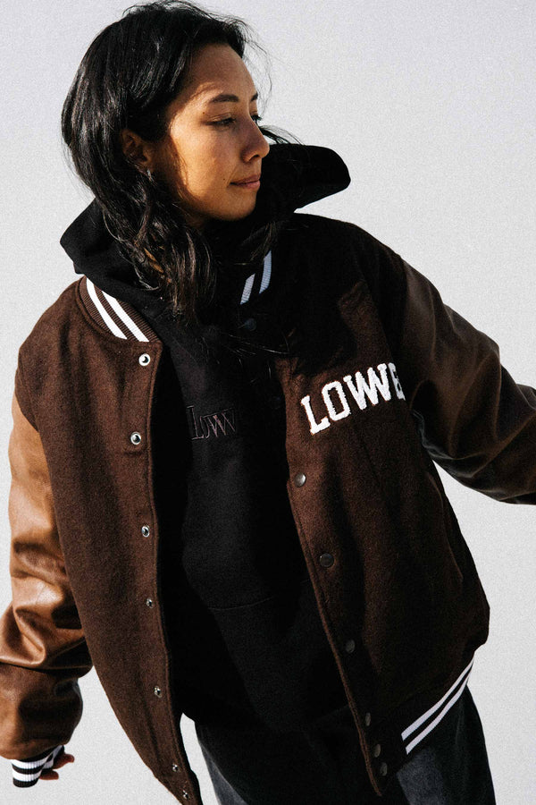 Leather Jacket - Varsity - Java Brown/Tan