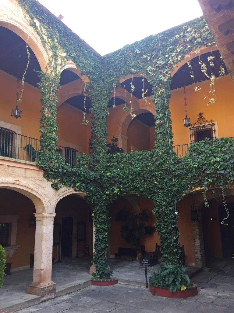ex-hacienda_san gabriel de barrera_gardens_stucco_stone_yellow_mustard_vines_courtyard_loggia_balcony
