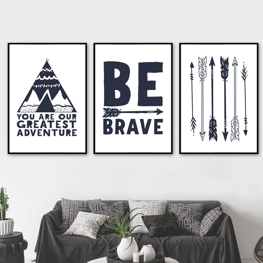 Be Brave Arrow Teepee Illustrations Gifts Wall Art Canvas Decorative P Boo Bootik
