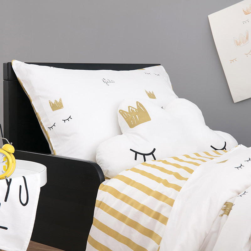 Crown Eyelash Princess Single Bed Bedding Set Duvet Sheet Pillow