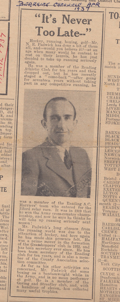 Article on Paddy Padwick and N.E.Blake & Co. from The Berkshire Chronicle 1937