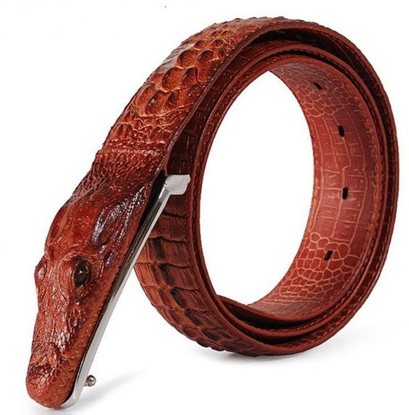 

Men's Antique Genuine Alligator Leather Belt