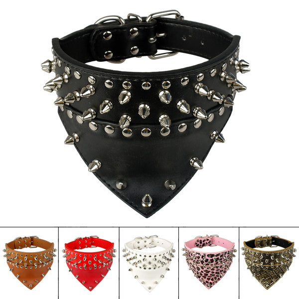 

Spiked Studded PU Leather Dog Pet Collars Dog Leather Bandanna Scarf Adjustable (L / red)