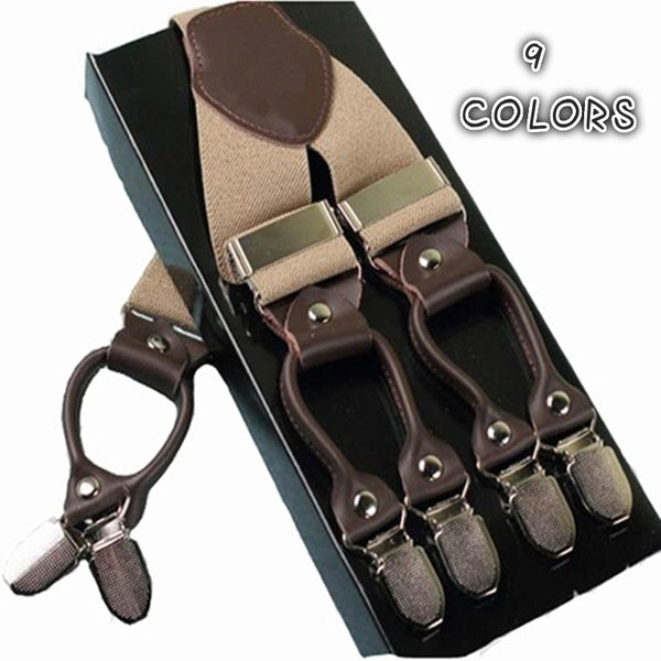 

Men's Leather Alloy Vintage Suspenders (6 Clips) (army green)