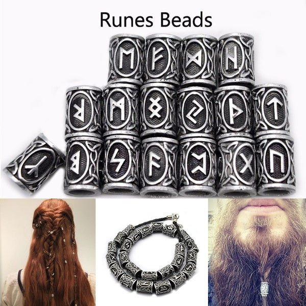 

24pcs Norse Viking Runes Hair Bead