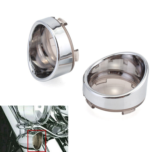 

2pcs Turn Signal Trim Visor Ring Kit Lens Cover For Harley Sportster XL883 1200 Dyna Softail Street Glide FLHX (chrome & smoke)