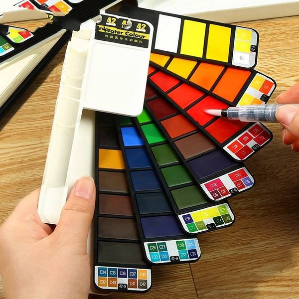 

Portable Watercolor Pigment Paint Set with Brush (42 Color)