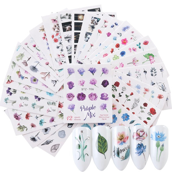 

Watercolor Flower Sticker Nail Decals (24 pcs)