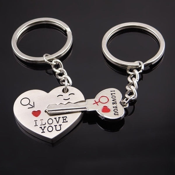 

I Love You Heart & Arrow Couple Key Chain Ring Keyring Keyfob Lover Gift Valentine's Day (1 Set - Heart & Arrow / silver)