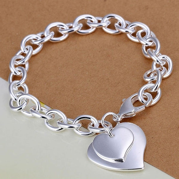 

1/2/5PCS Silver Fashion Bracelet Jewelry Heart Pendant Classic Stylish Bracelet (1 PC)