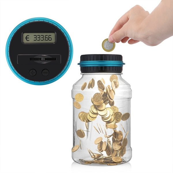 

1Pack/2Packs Large Digital Coin Counting LCD Coin Counting Box Jar Money Storage Box Automated Coin Bank Coin Saving Box Coin Bank Electronic Coin Counting Money Saving Box accept Euro/USD/GBP Coins (1 Pack - GBP)