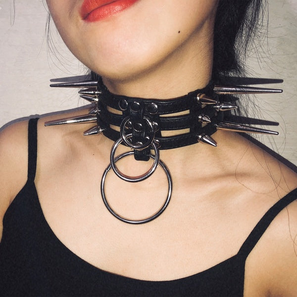 

Handmade Leather Choker Belt - Punk Goth Collar