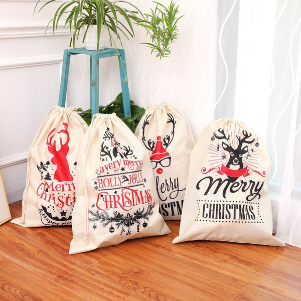 

1PCS Large Size Christmas Bags Santa Sacks Merry Christmas Xmas Party Happy New Year Holiday DIY Decorations Favor Gifts Bags (B)