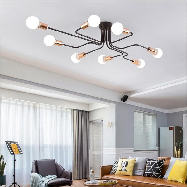 

Modern Nordic lustre Pendant Lights Black Gold Pendant Lamps 4 6 8 Head led ceiling Light Bulb Hanging Lamp Home decor chandeliers lighting Lamp (4 lights)