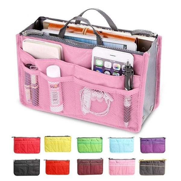 

Large Dual Organizer Cosmetic Book Storage Bag Handbag Women Make Up Bag (1 PC / pink)