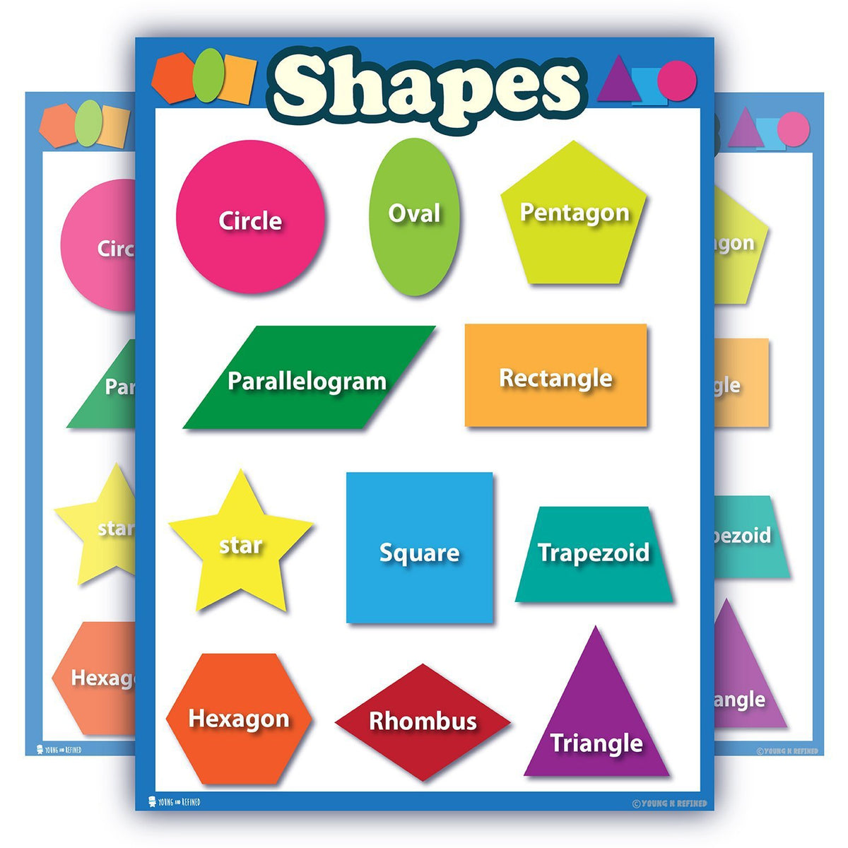 Shapes Poster LAMINATED Chart finish for teachers and educators PORTRA