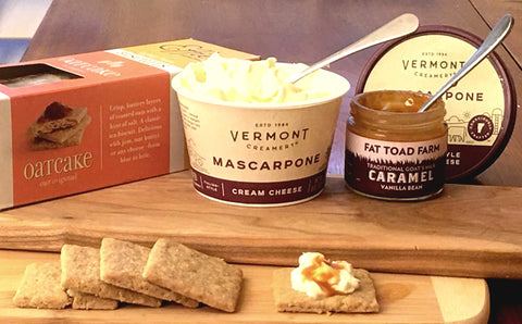 cheese pairing - vermont creamery with caramel vanilla and effies oatcakes