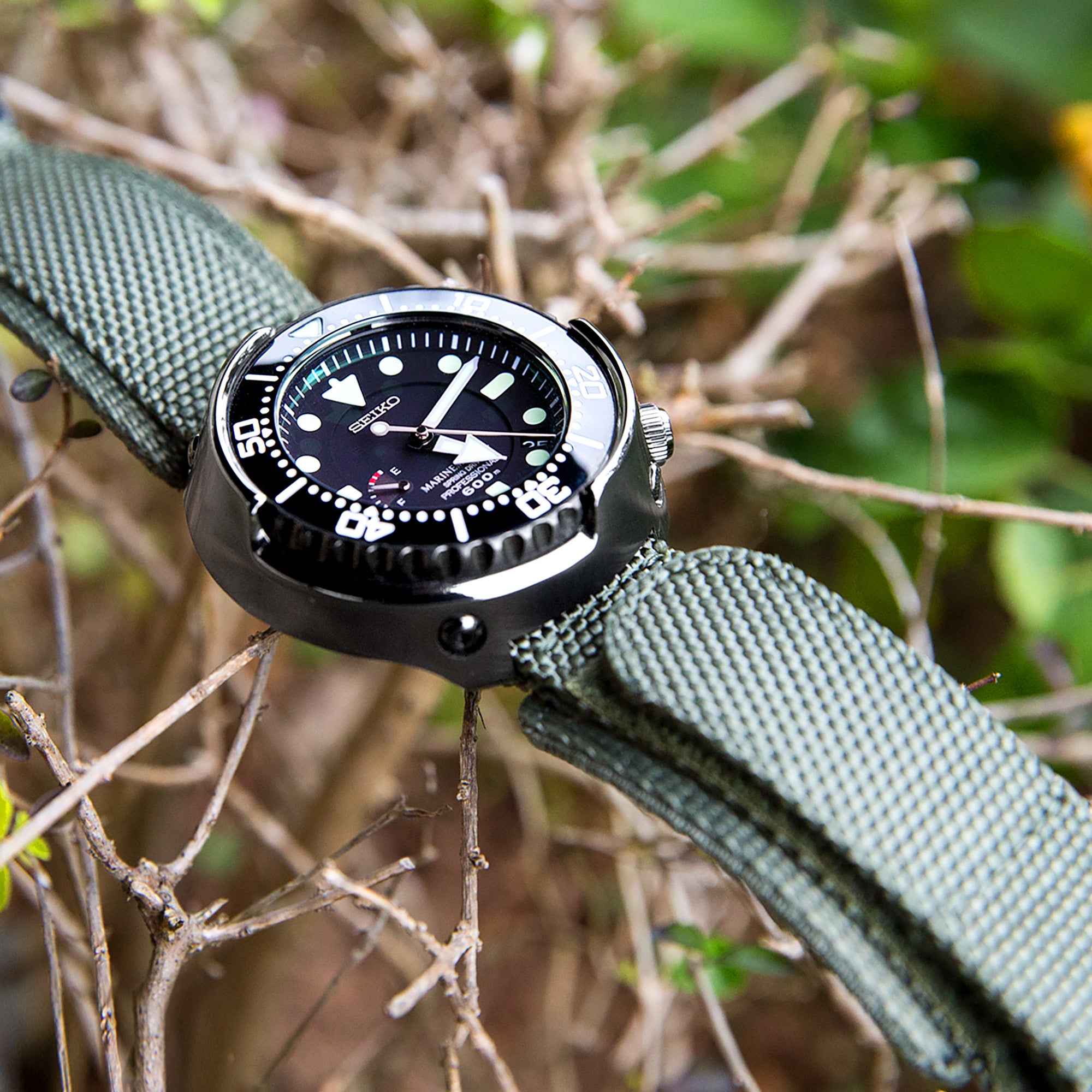 Hook and Loop Nylon watch Strap on Seiko Tuna