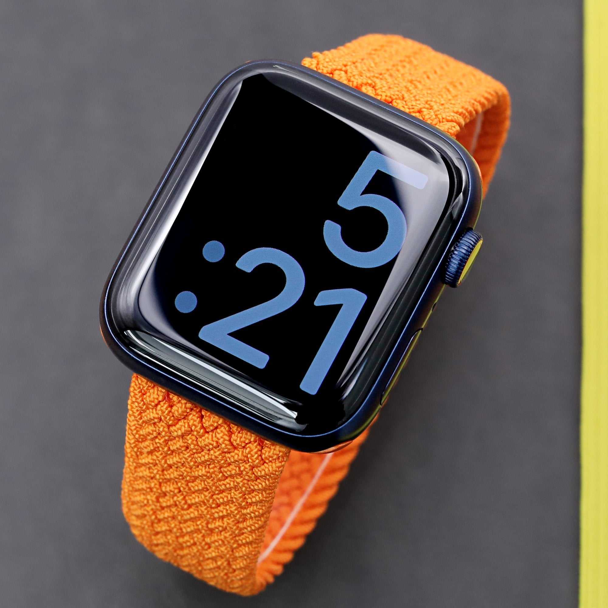 Stretchable Orange Solo Loop Braided Apple Watch Band for 44mm / 42mm models Strapcode Watch Bands