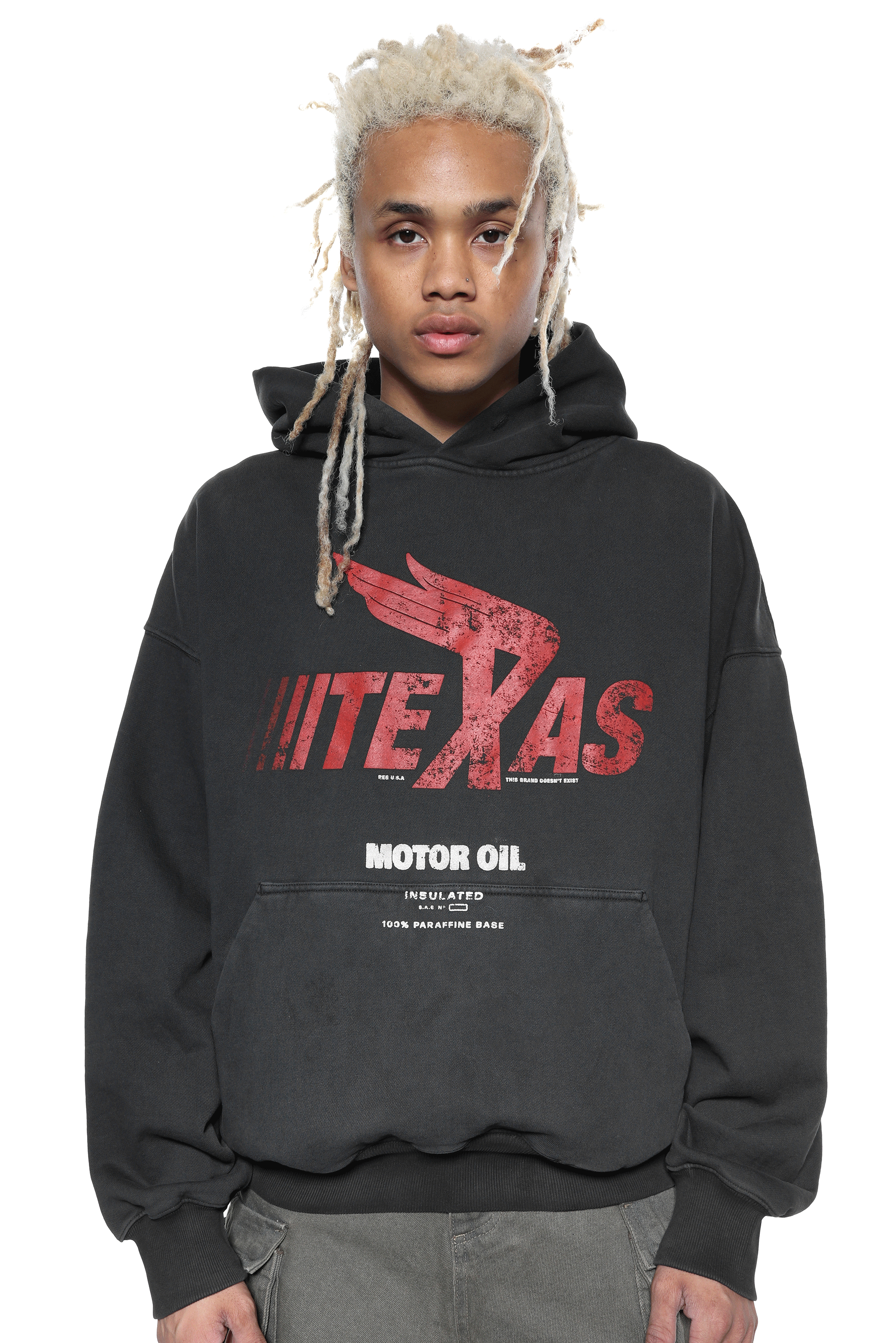 Washed Black Oversized Texas Hoodie