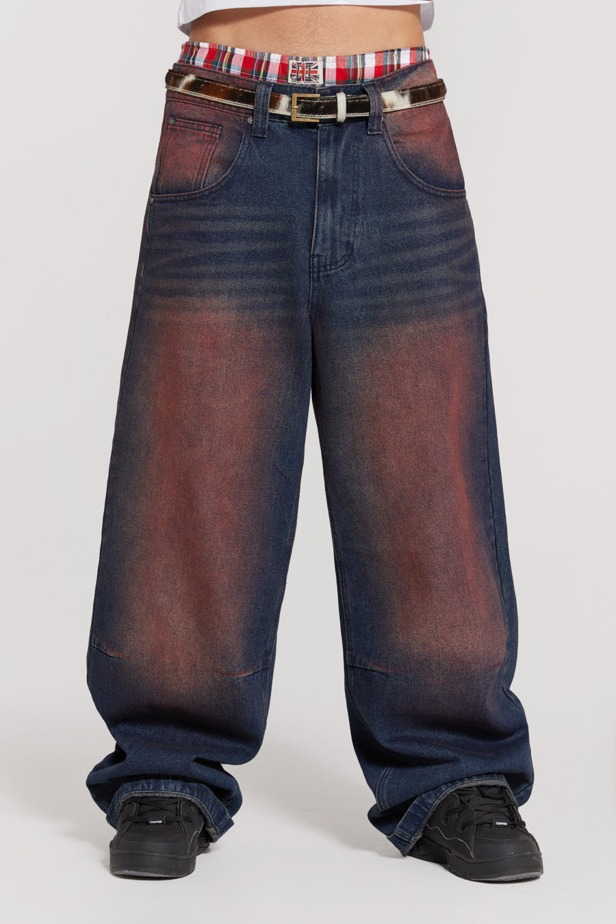 Deep Red Colossus Baggy Jeans